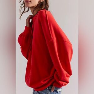 Free People We The Free Palm Street Mock Neck Pullover, Lightweight, Fiery Red
